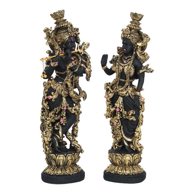 Buy Radha Krishna Prem Idol (Gold & Black) - Set Of Two Idols & Sets from Vaaree