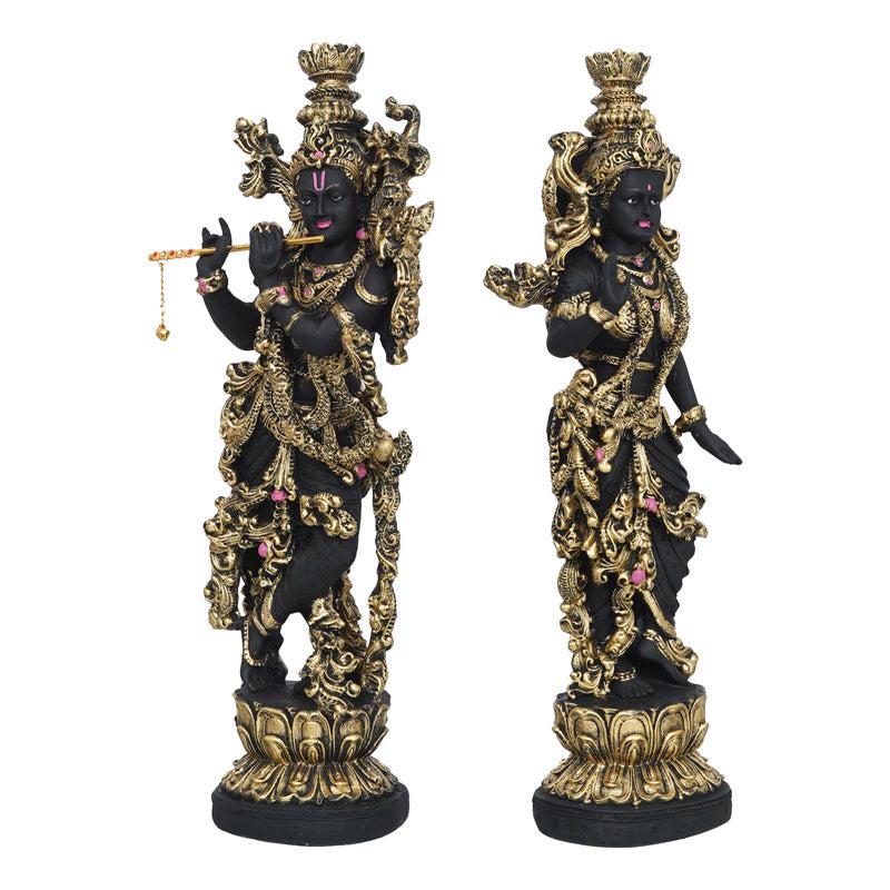 Buy Radha Krishna Prem Idol (Gold & Black) - Set Of Two Idols & Sets from Vaaree