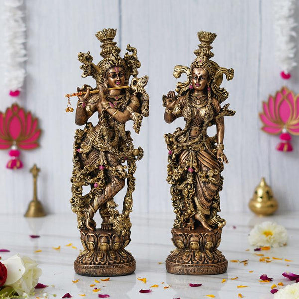 Buy Radha Krishna Prem Idol (Gold) - Set Of Two Idols & Sets from Vaaree