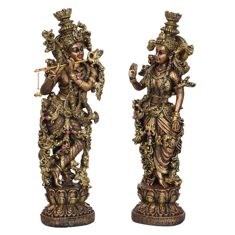 Buy Radha Krishna Prem Idol (Gold) - Set Of Two Idols & Sets from Vaaree