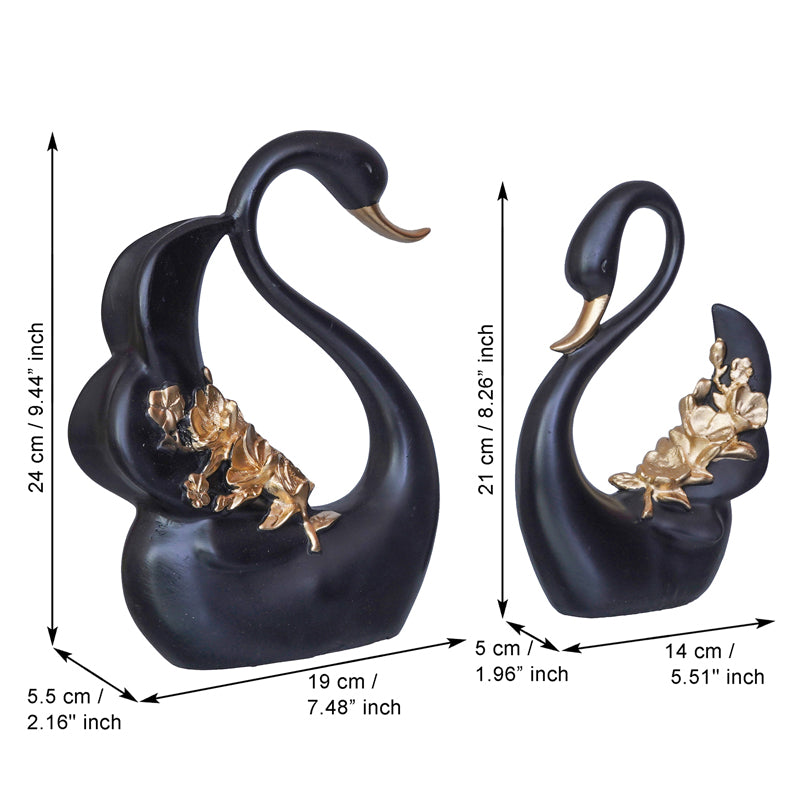 Buy Regal Black Swan Showpiece - Set Of Two Showpieces from Vaaree