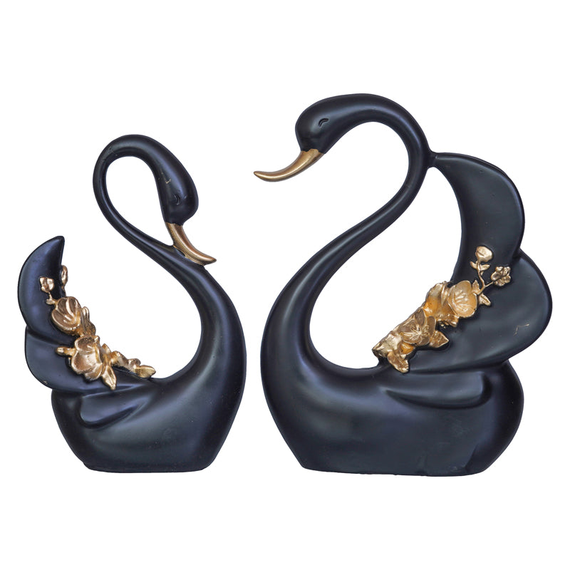 Buy Regal Black Swan Showpiece - Set Of Two Showpieces from Vaaree