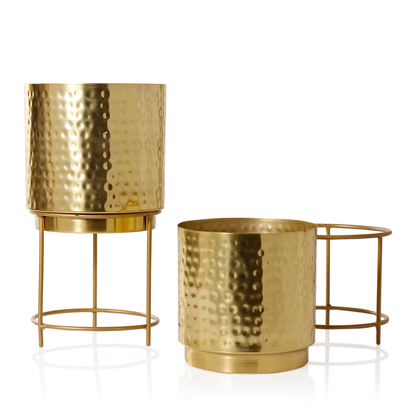 Buy Hemera Raagi Hammered Planter (Gold) - Set Of Two Pots & Planters from Vaaree