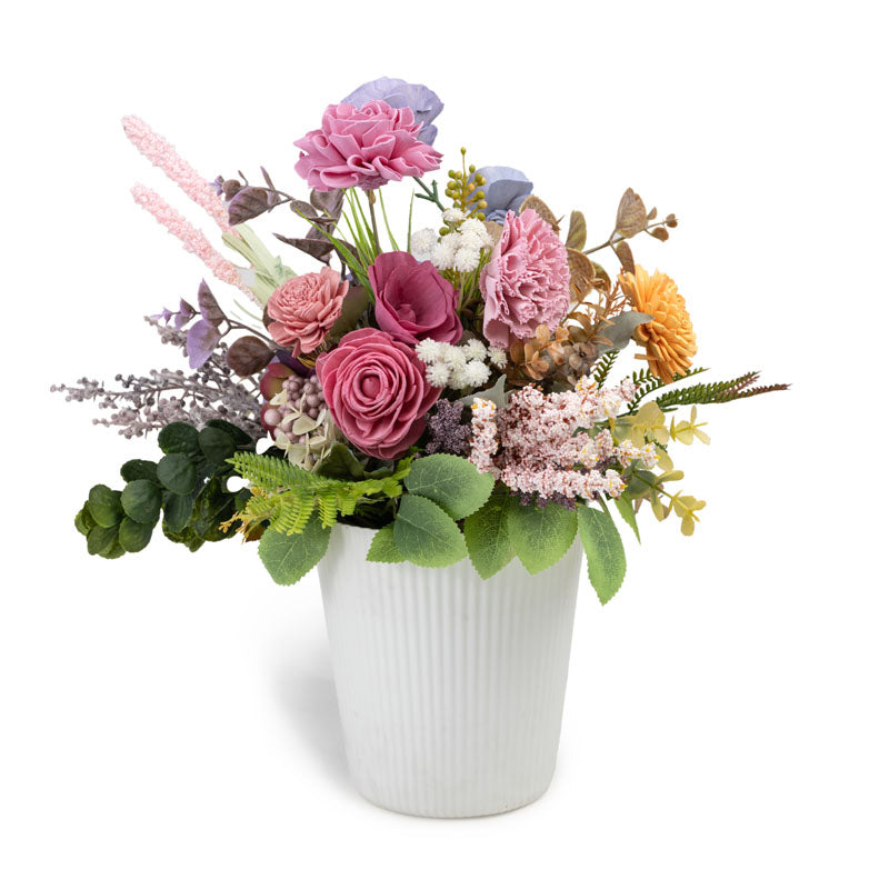 Buy Zoe Solawood Floral Bunch With Pot Artificial Flowers from Vaaree