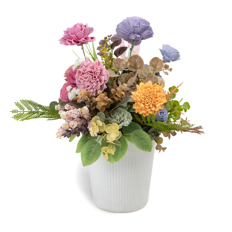 Buy Zoe Solawood Floral Bunch With Pot Artificial Flowers from Vaaree