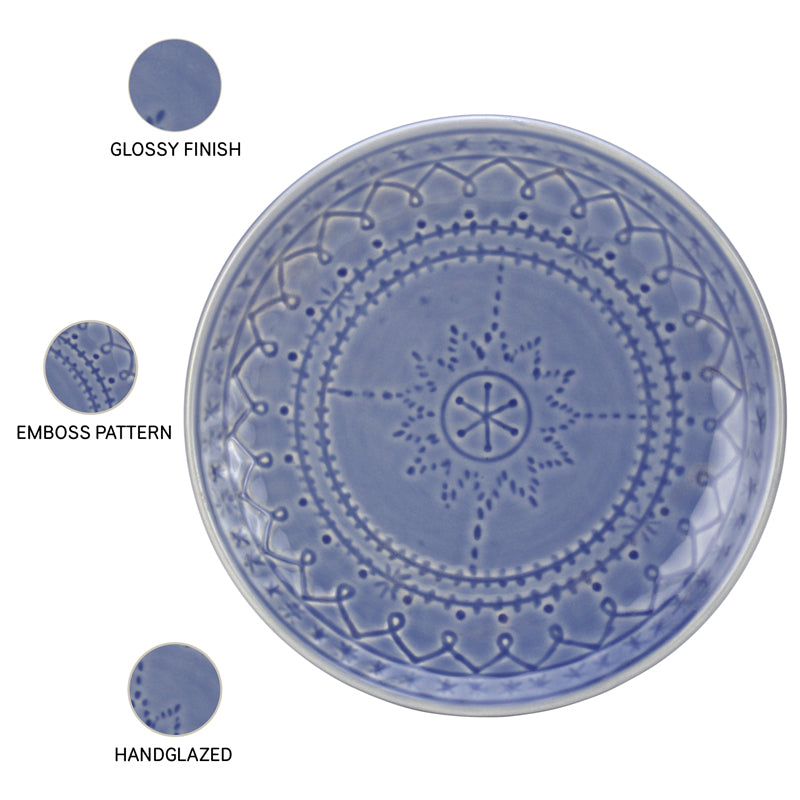 Buy Ekta Dinner Plate (Mist Blue) - Set Of Six Dinner Plate from Vaaree