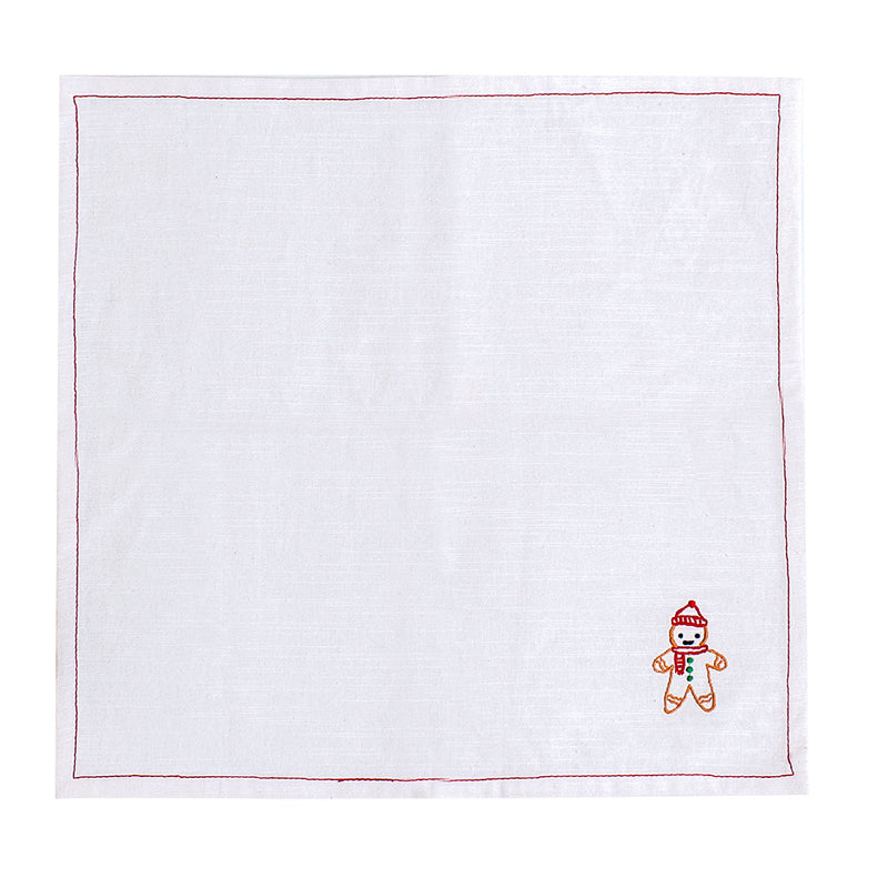 Table Napkin - Gingerbread Man Napkin - Off White