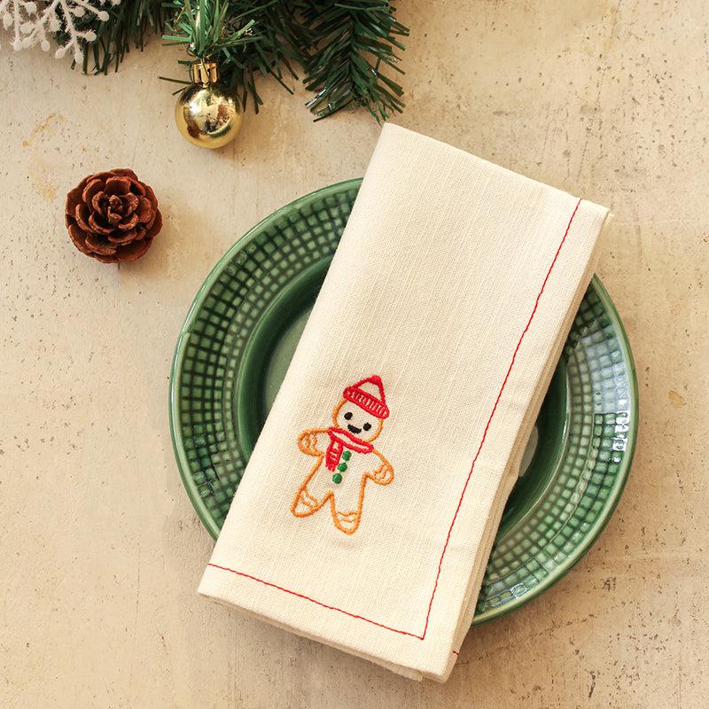 Buy Gingerbread Man Napkin - Off White Table Napkins from Vaaree