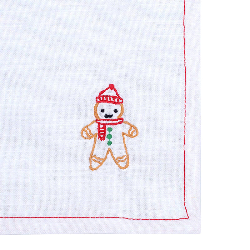 Table Napkin - Gingerbread Man Napkins (Off White) - Set Of Two