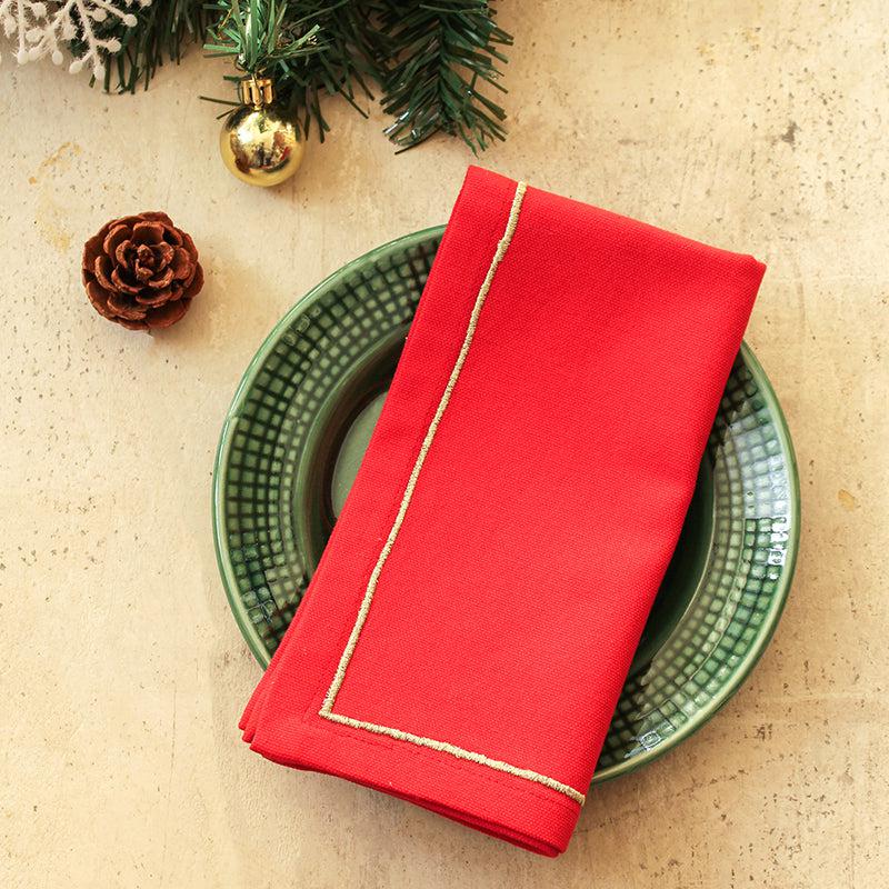 Buy Holly Napkin Napkins (Red) - Set Of Two Table Napkins from Vaaree