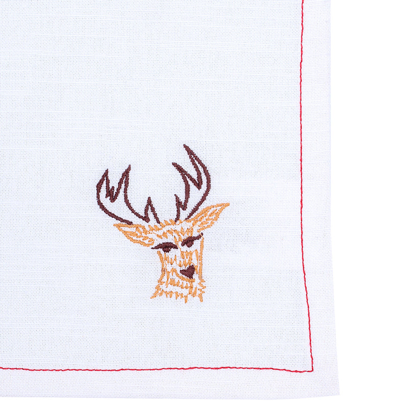 Table Napkin - Jolly Reindeer Napkins (Off White) - Set Of Two