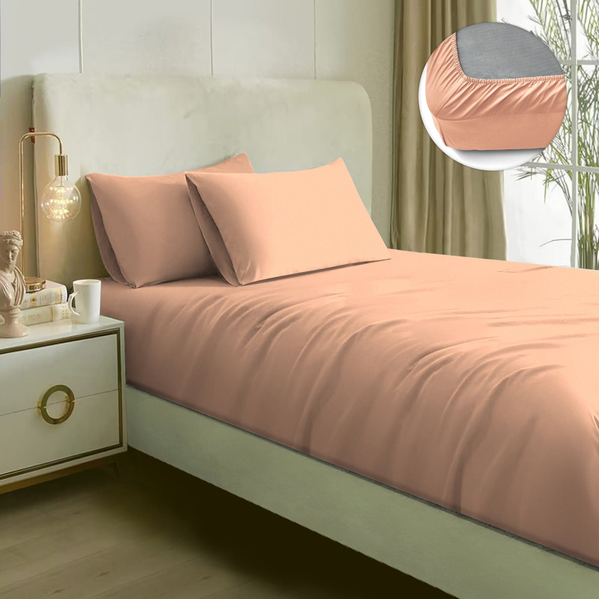 Buy Oakes Solid Bedsheet - Peach Bedsheets from Vaaree