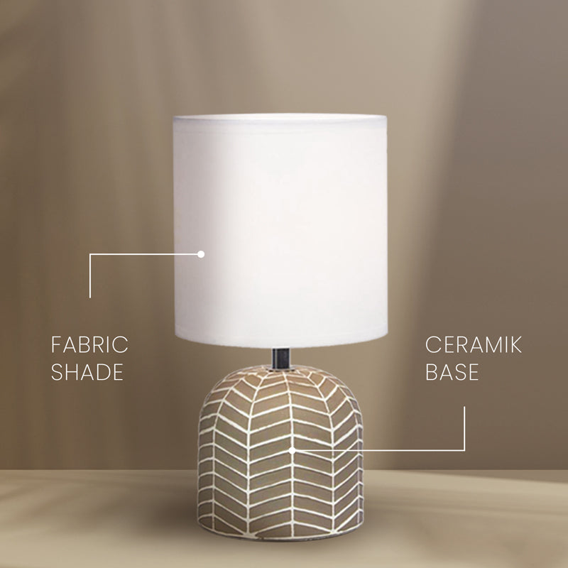 Buy Oblique Wonder Ceramic LED Table Lamp - Taupe Table Lamp from Vaaree