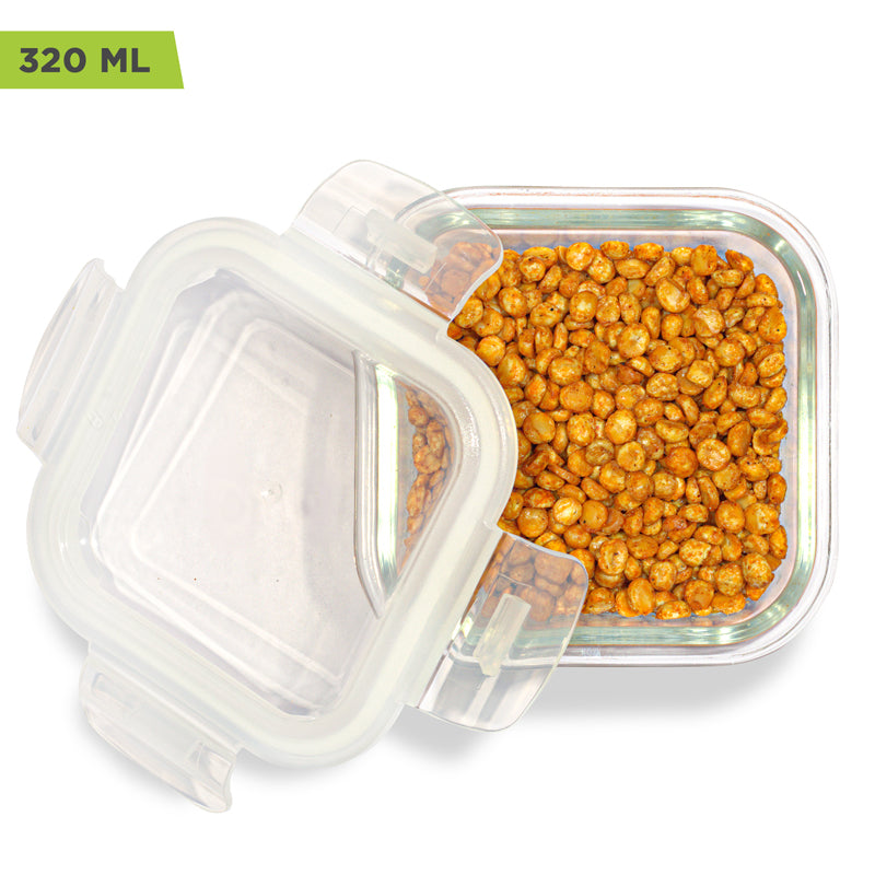 Container - Oliva Square Glass Storage Container - 320 ML