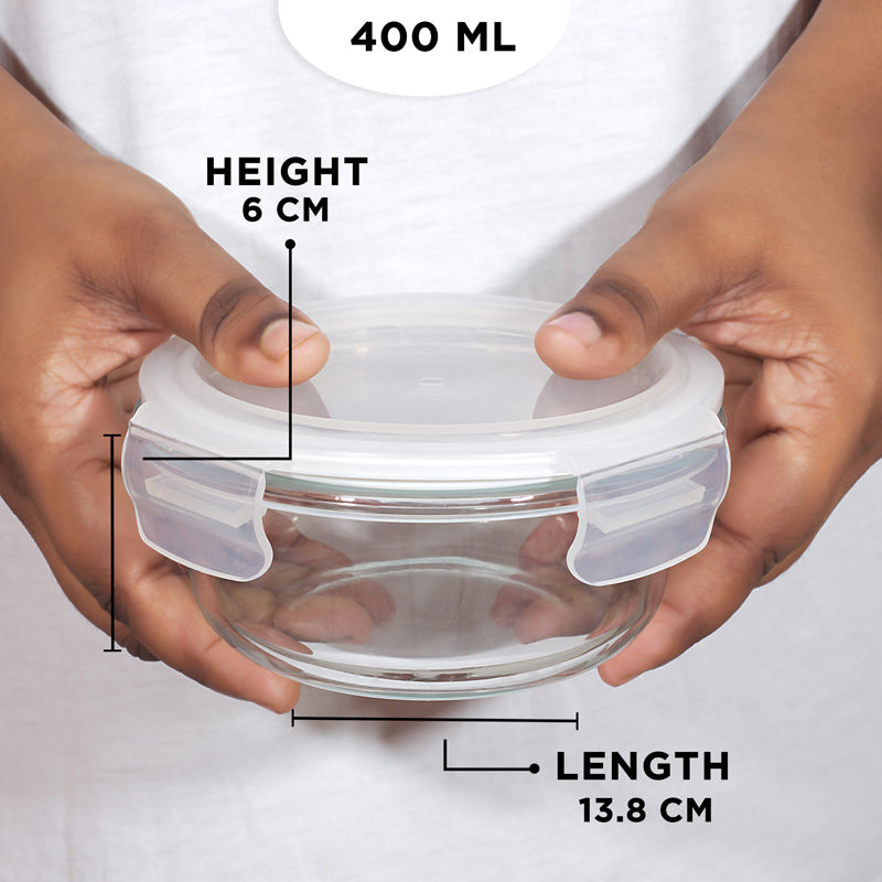 Container - Oliva Round Glass Storage Container - 400 ML