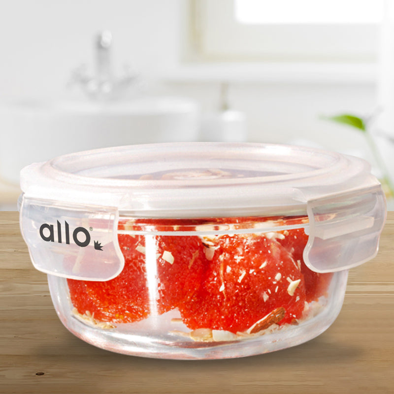 Container - Oliva Round Glass Storage Container - 400 ML