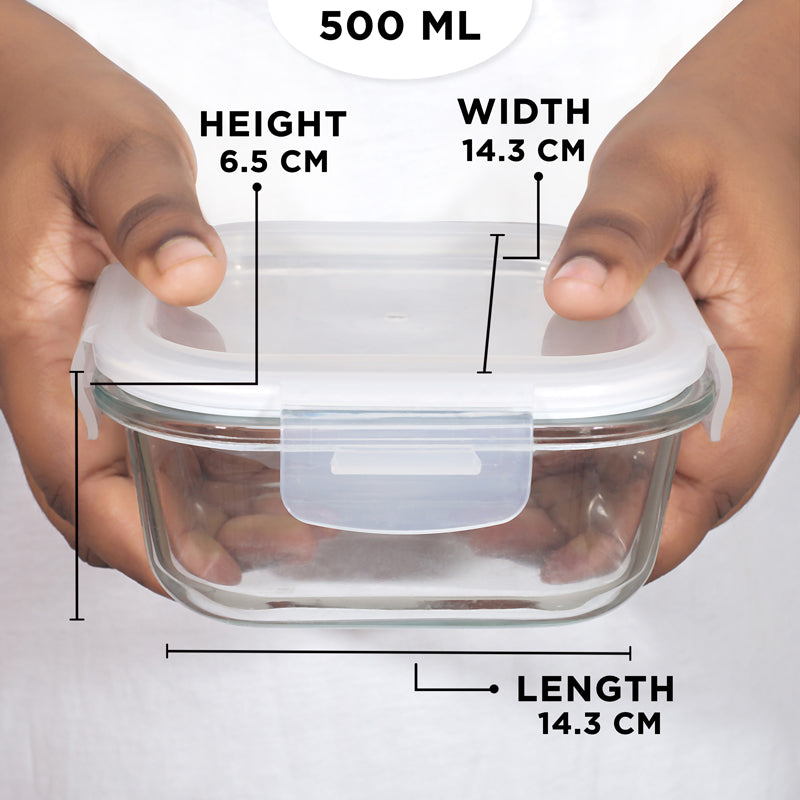 Container - Oliva Square Glass Storage Container - 550 ML