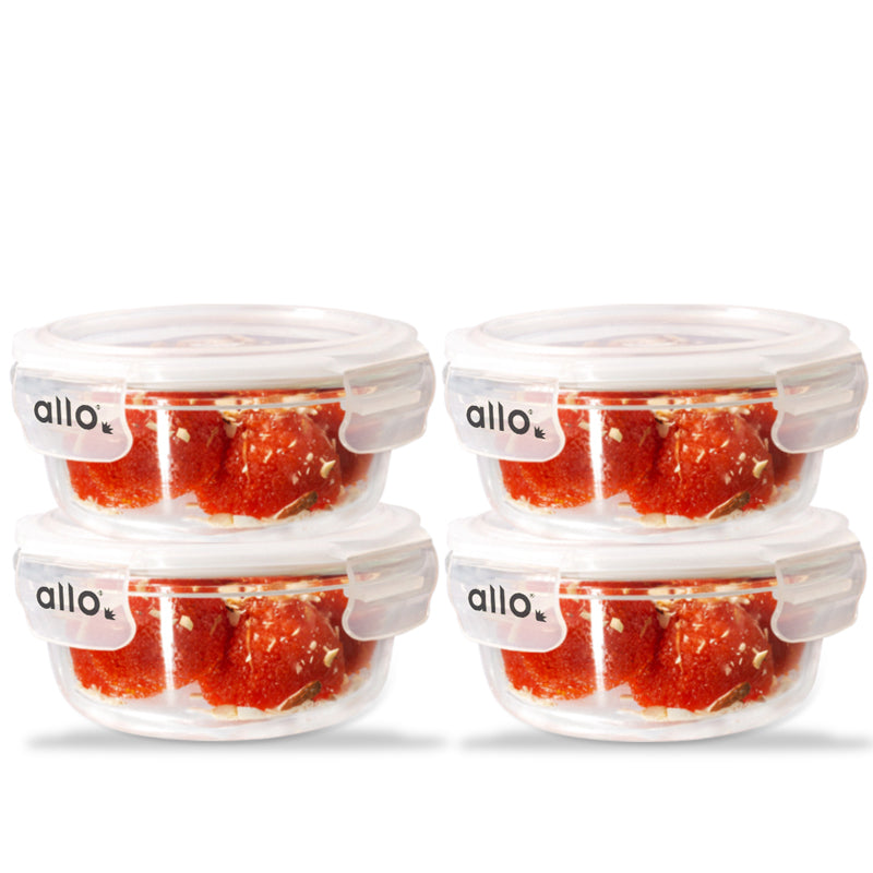 Container - Oliva Round Glass Storage Container (400 ML) - Set Of Four