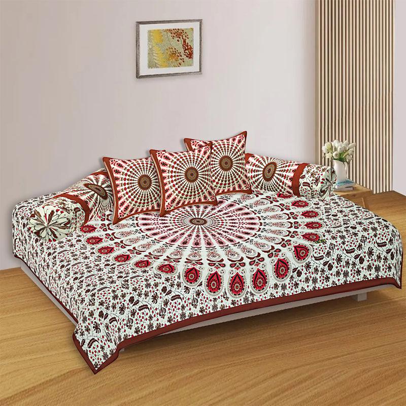 Buy Snigdha Printed Diwan Set (Red) - Six Piece Set Diwan Set from Vaaree