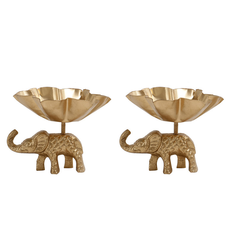 Buy Gol Gajendra Tealight Candle Holder - Set Of Two Diyas from Vaaree