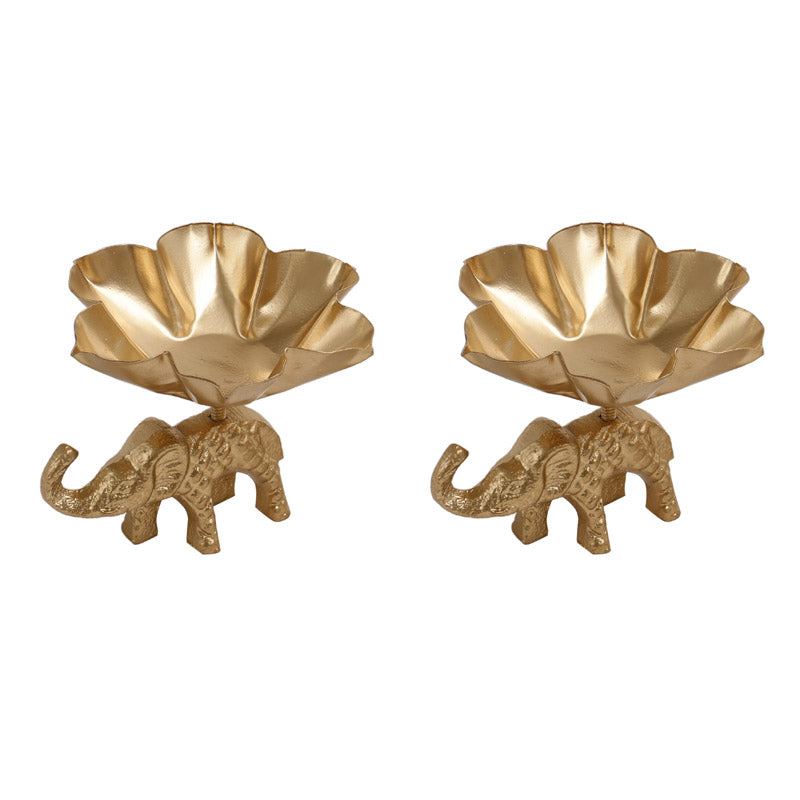 Buy Gol Gajendra Tealight Candle Holder - Set Of Two Diyas from Vaaree