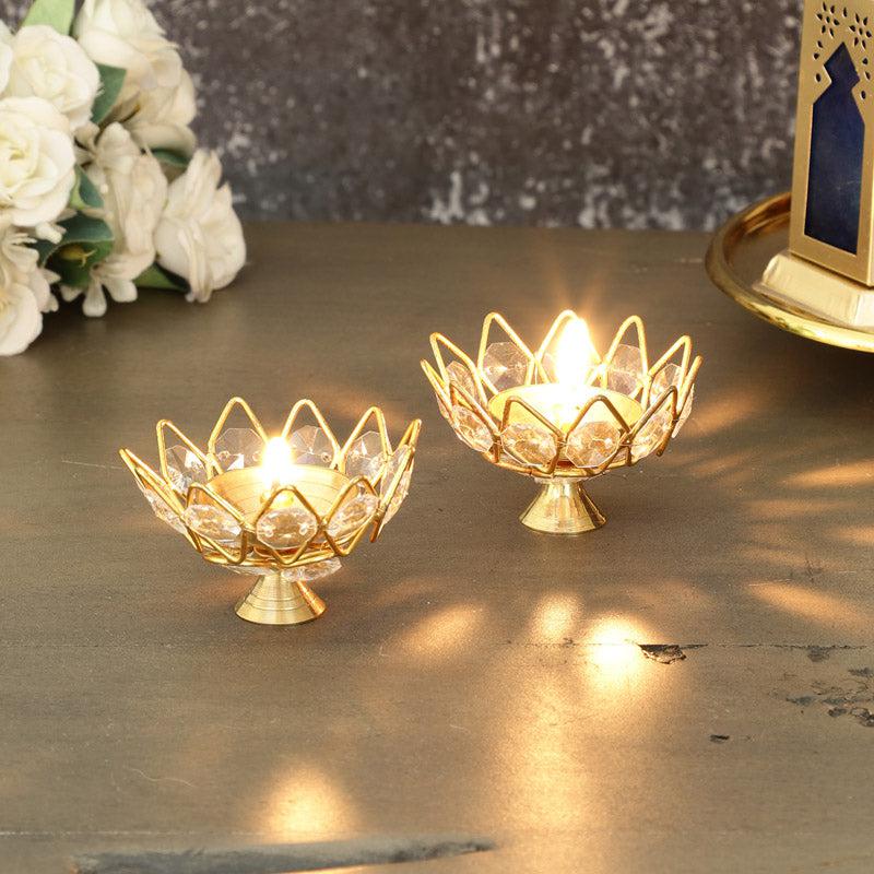 Buy Neelima Crystal Diya (Small) - Set Of Two Diyas from Vaaree