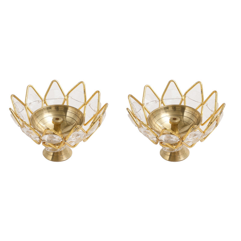 Buy Neelima Crystal Diya (Small) - Set Of Two Diyas from Vaaree