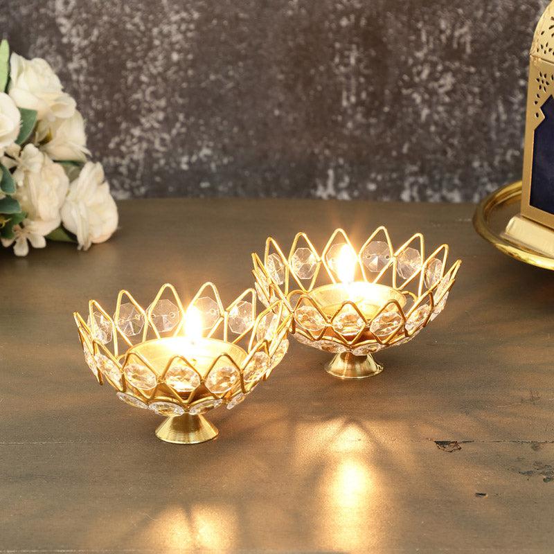 Buy Neelima Crystal Diya (Big) - Set Of Two Diyas from Vaaree