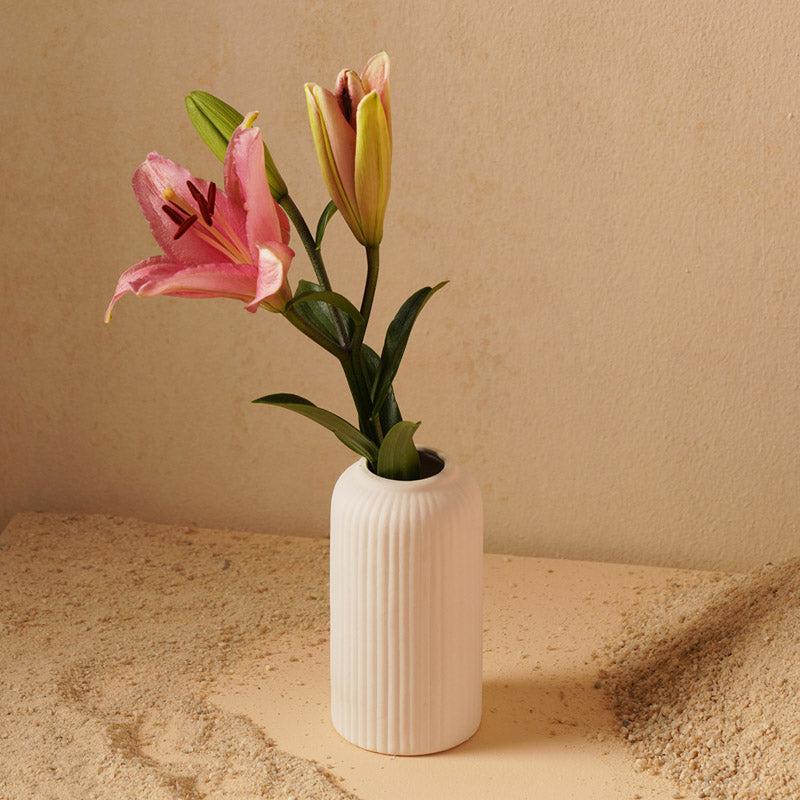 Buy Abdiya Ceramic Vase - White Vase from Vaaree