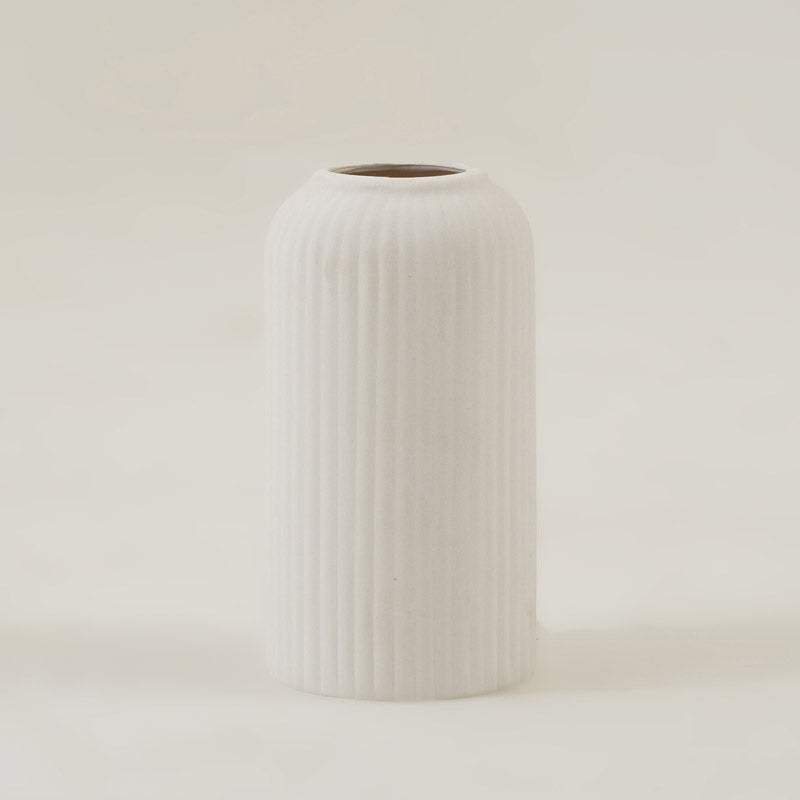 Buy Abdiya Ceramic Vase - White Vase from Vaaree