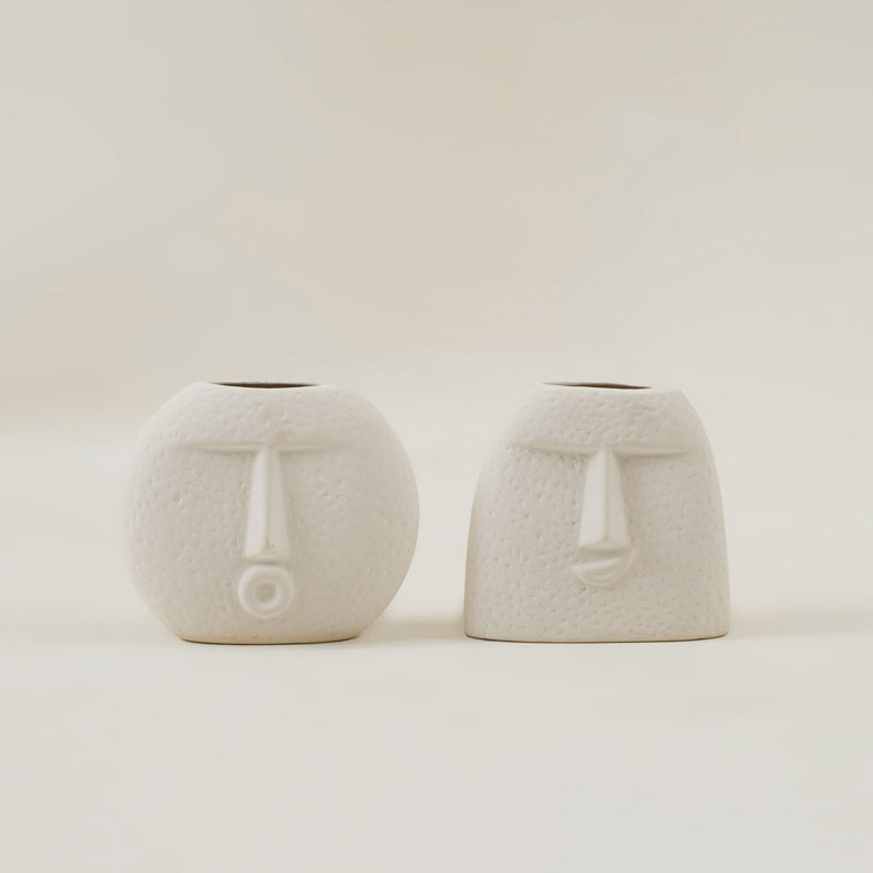 Buy Roo Emo Ceramic Vase - Set Of Two Vase from Vaaree