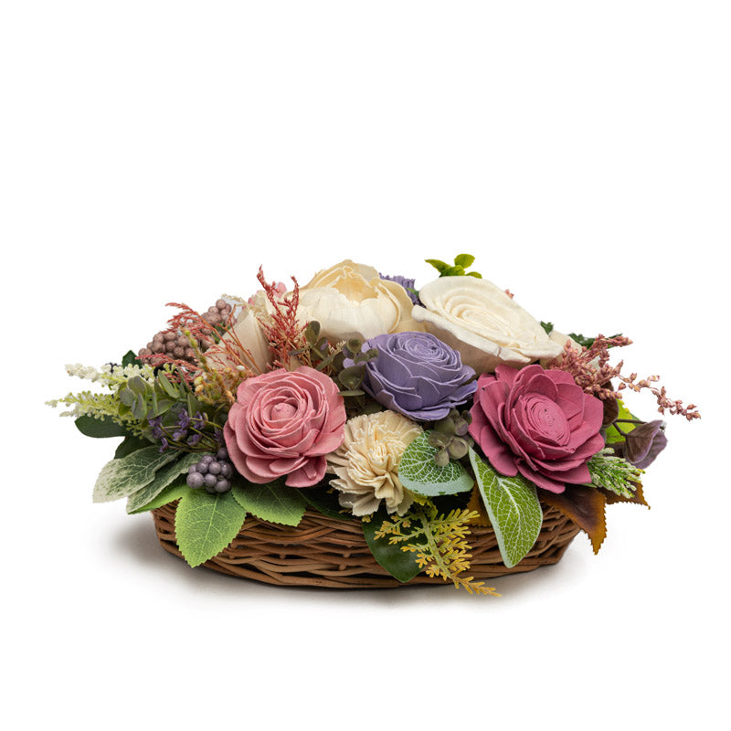 Buy Dalfol Solawood Floral Basket Artificial Flowers from Vaaree