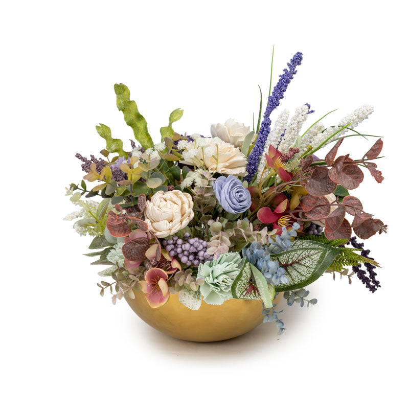 Buy Aldera Solawood Floral Bunch With Pot Artificial Flowers from Vaaree