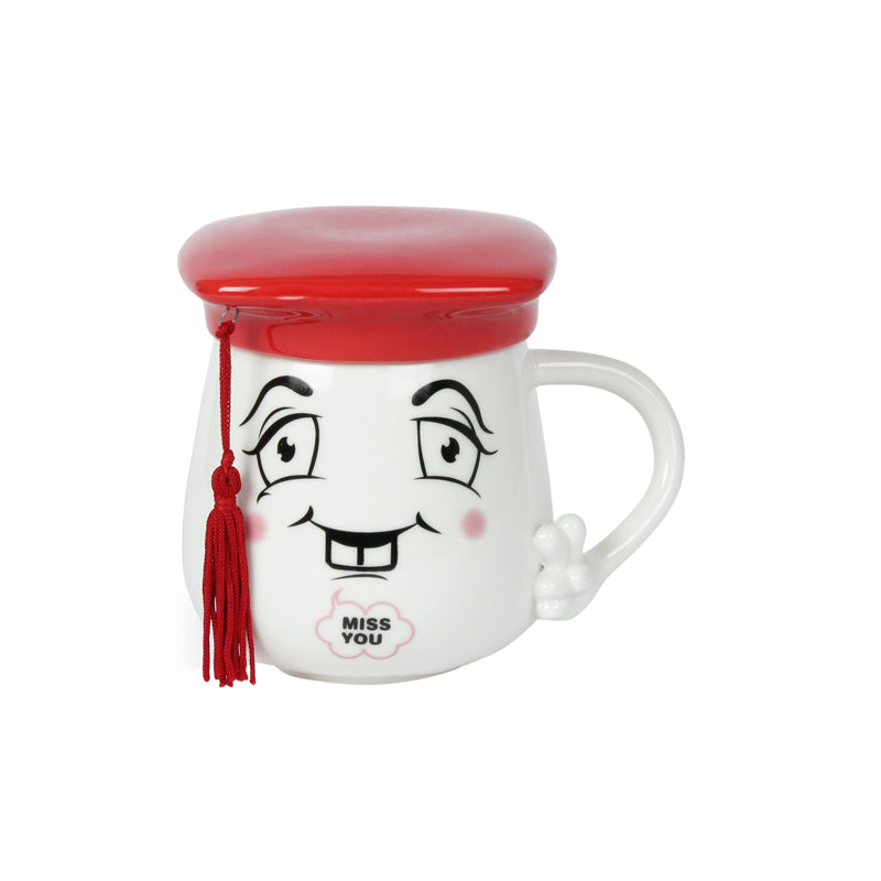 Buy Graduation Cap Mug With Lid (400 ML) - Red Mug & Tea Cup from Vaaree