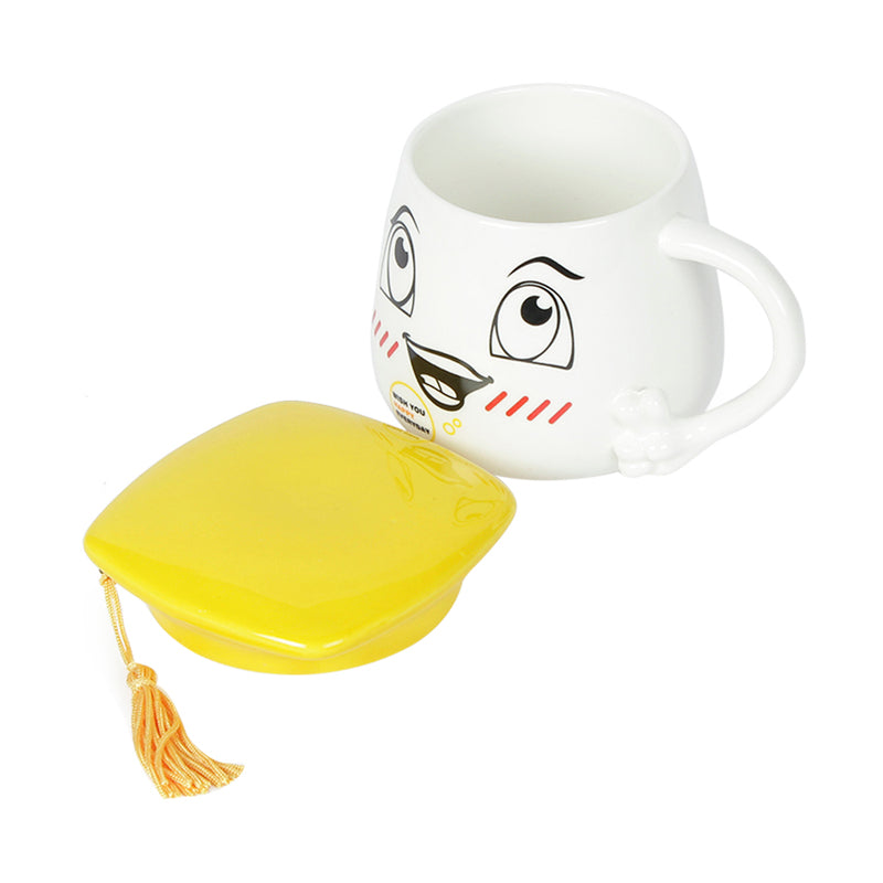 Buy Graduation Cap Happy Mug With Lid (400 ML) - Yellow Mug & Tea Cup from Vaaree