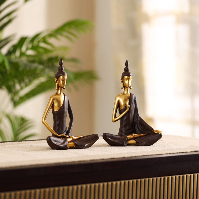 Buy Meditating Buddha Harmony Showpiece - Set Of Two Showpieces from Vaaree