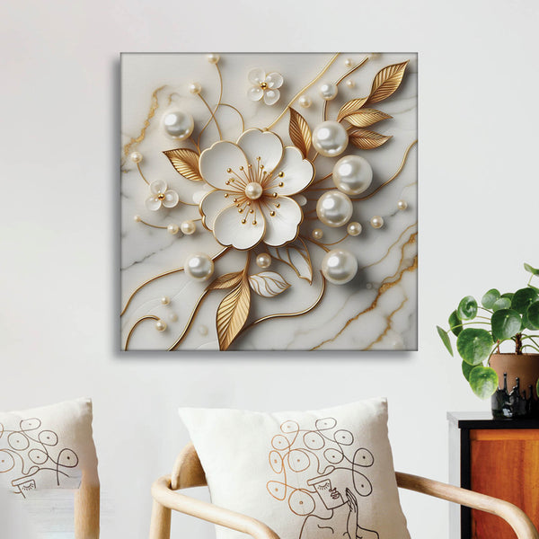 Daisy Pearls Floral Wall Painting