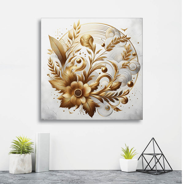 Golden Bloom Lumina Wall Painting