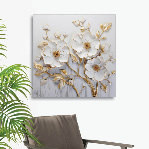 White Poppy Pop Wall Painting