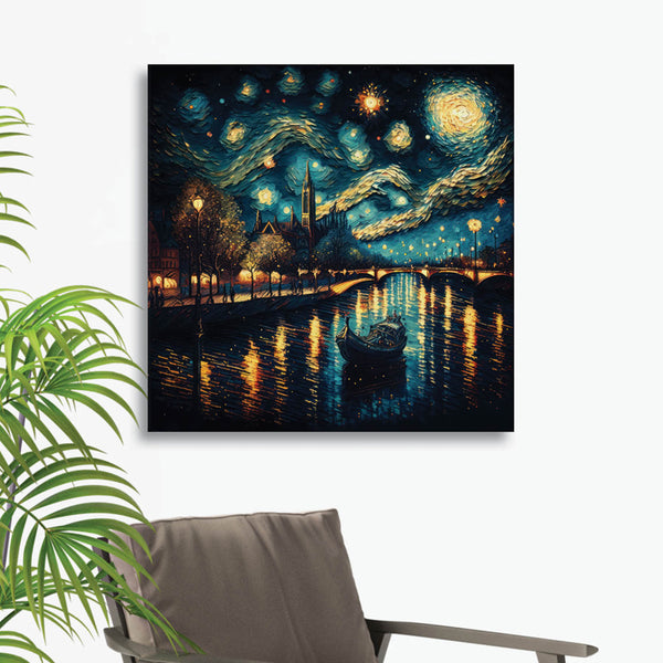 Starry City Wall Painting