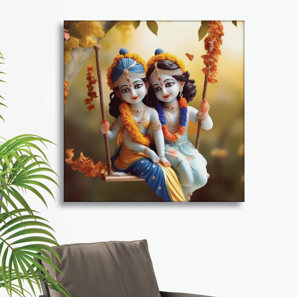 Cute Radha Krisha Wall Painting