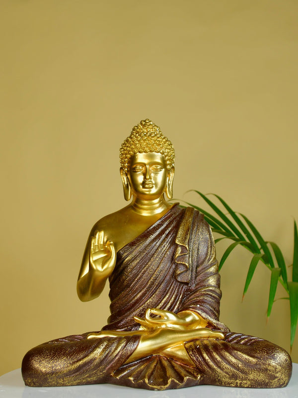 Buy Buddha Blessing Resin Showpiece - Gold & Brown Showpieces from Vaaree