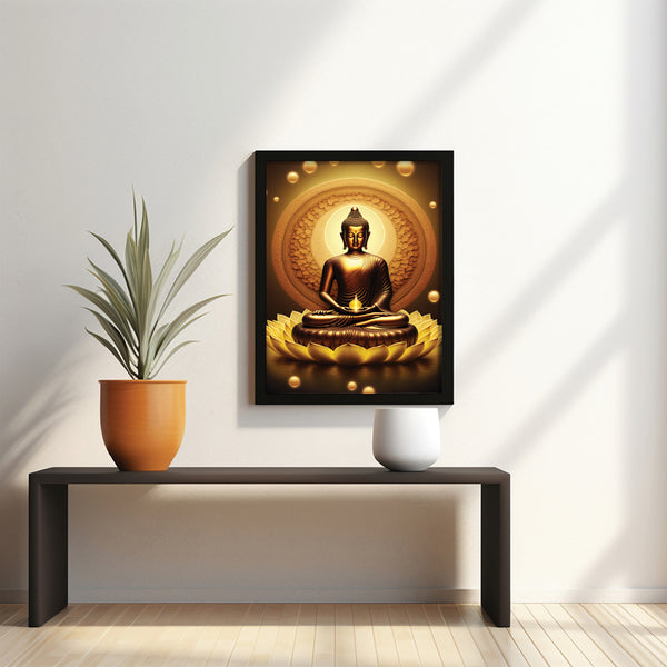 Golden Serene Buddha Wall Art