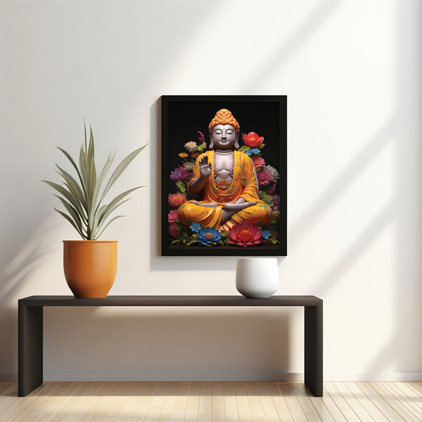 Buddha In Blooming Garden Wall Art