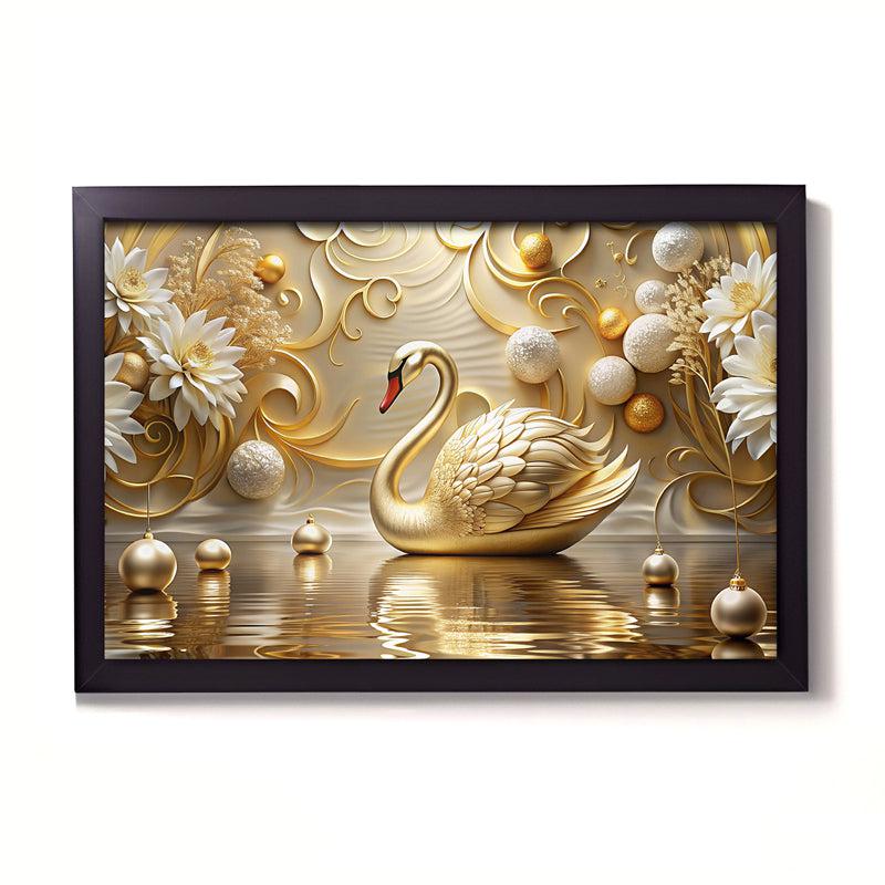 Buy Ethereal Midas Swan Wall Painting Wall Art & Paintings from Vaaree