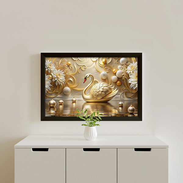 Buy Ethereal Midas Swan Wall Painting Wall Art & Paintings from Vaaree