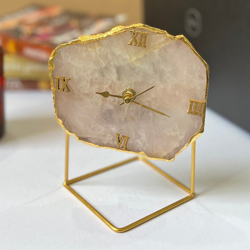 Table Clock - Dursa Rose Quartz Table Clock