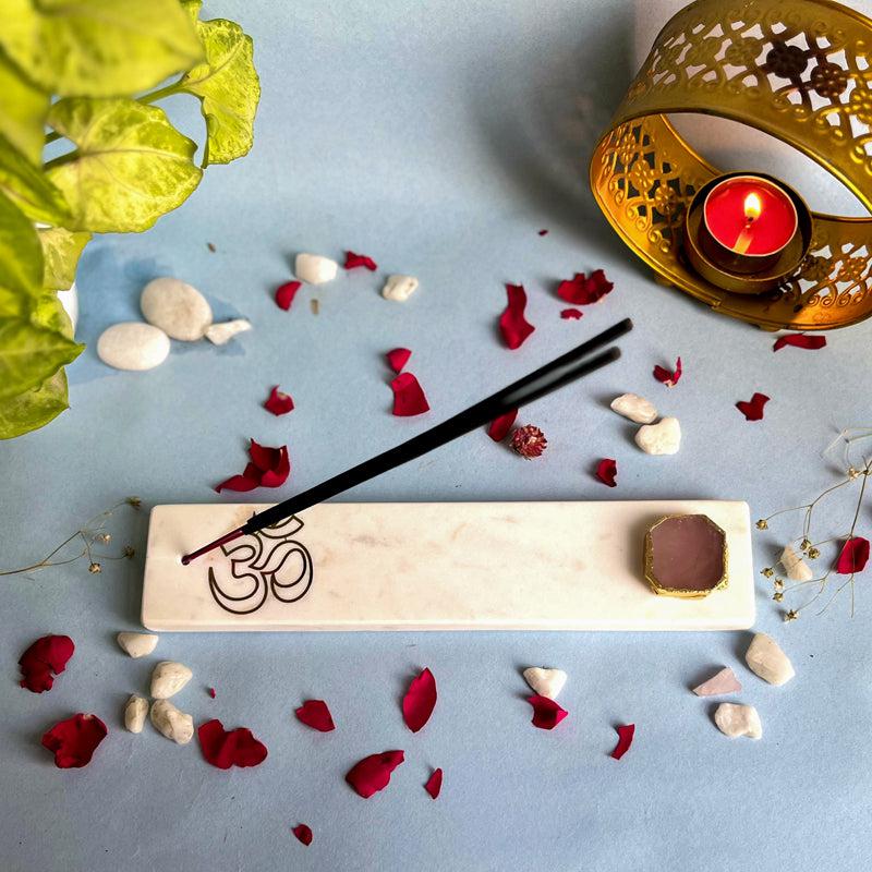 Buy Om Incense Holder With Rose Quatrz Plating - Pink Incense Holders from Vaaree