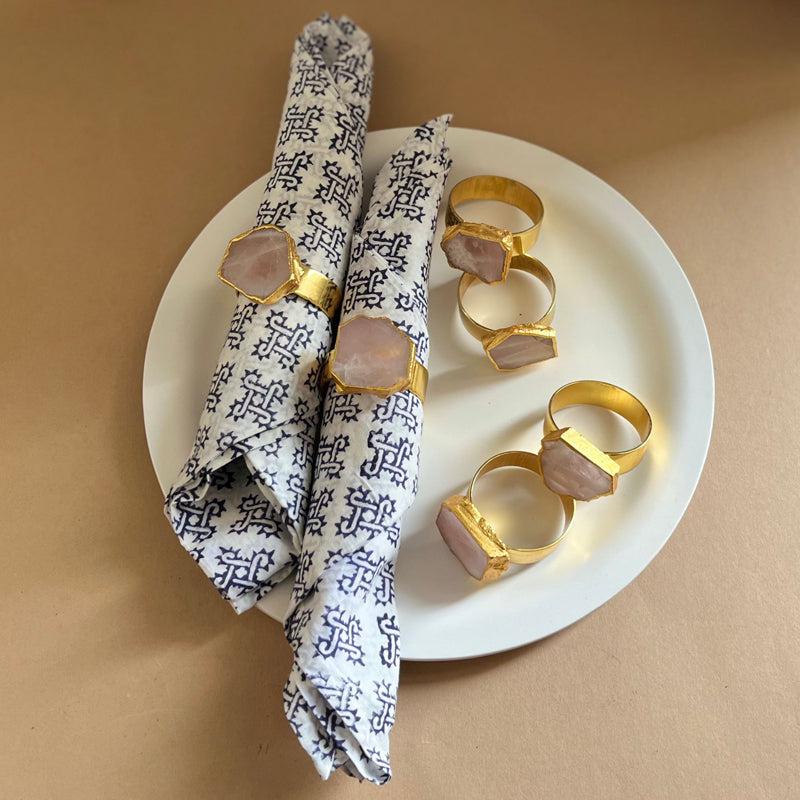 Buy Asher Rose Quartz Handcrafted Mother Of Pearl Napkin Ring - Set Of Six Napkin Rings from Vaaree