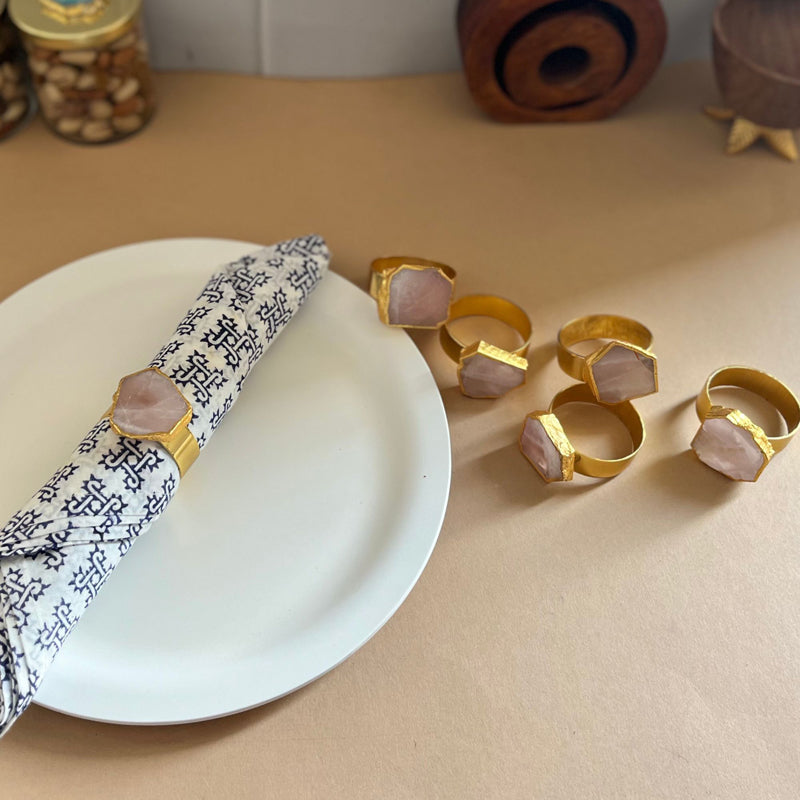 Buy Asher Rose Quartz Handcrafted Mother Of Pearl Napkin Ring - Set Of Six Napkin Rings from Vaaree